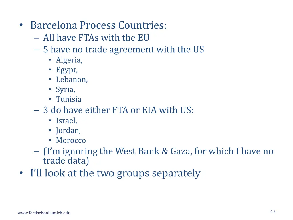barcelona process countries all have ftas with