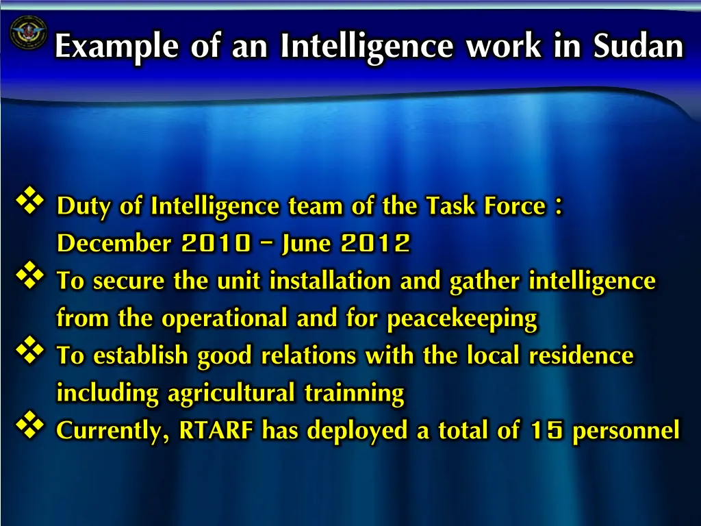 example of an intelligence work in sudan 1
