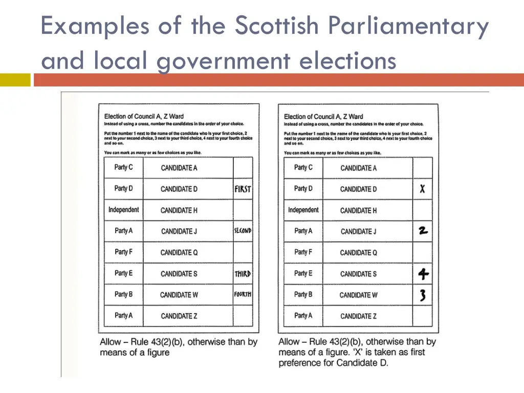examples of the scottish parliamentary and local 1