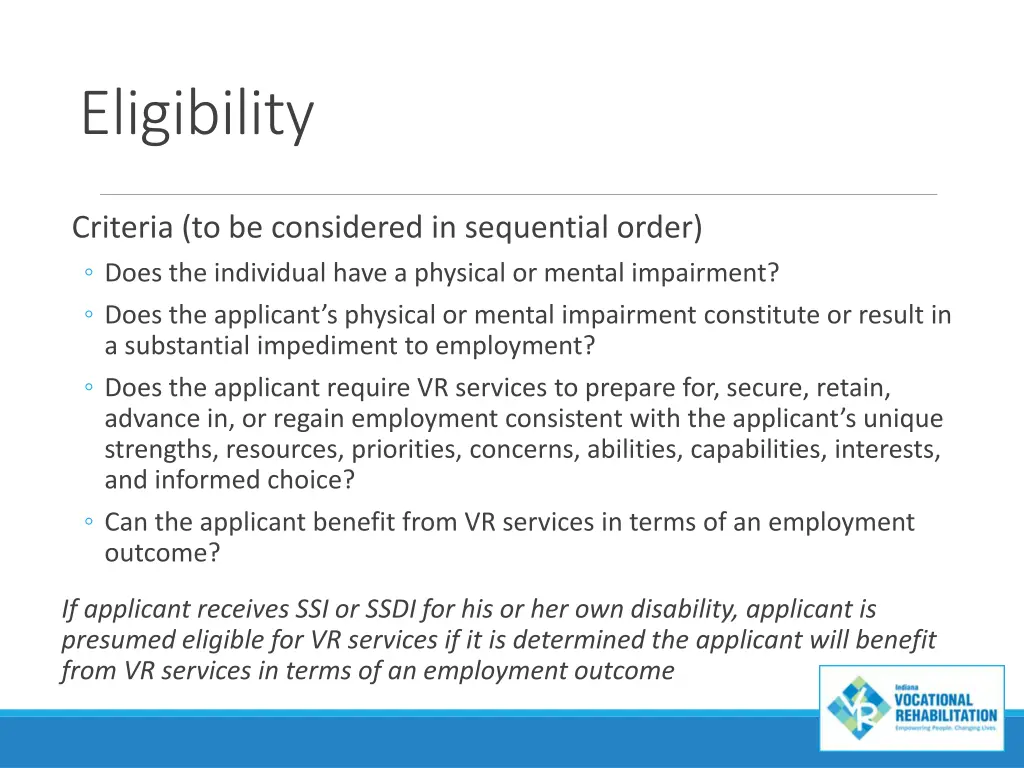 eligibility