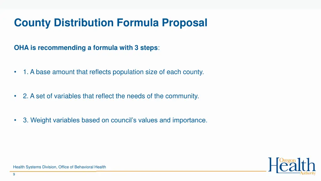county distribution formula proposal