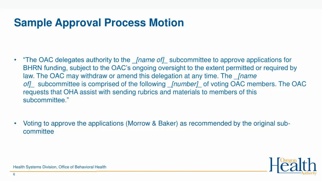 sample approval process motion