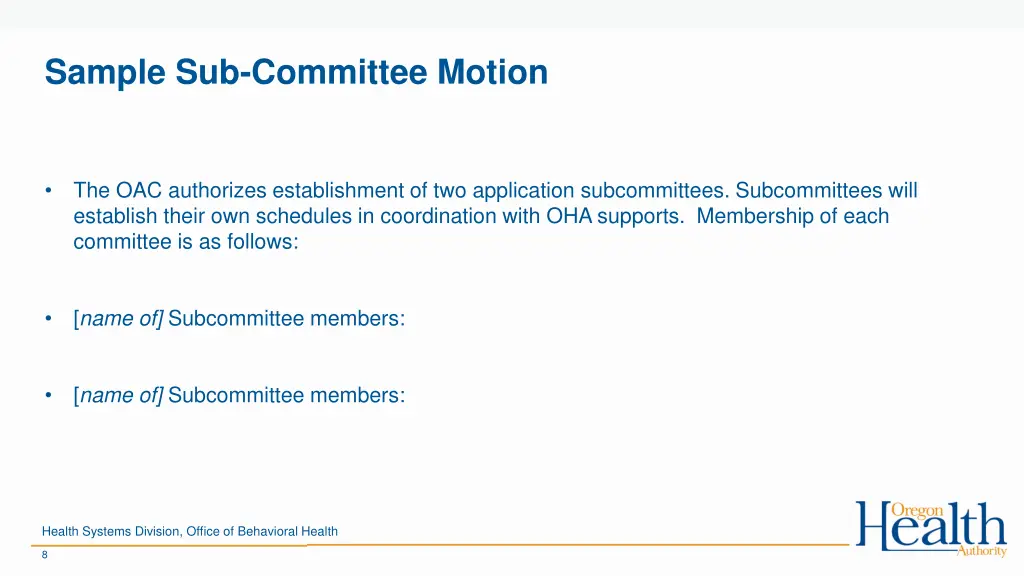 sample sub committee motion