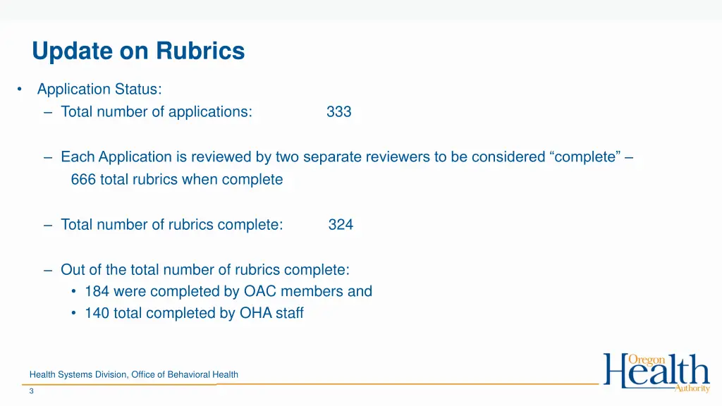 update on rubrics