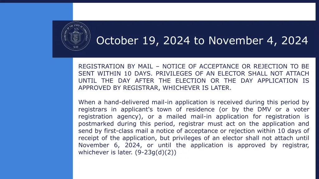 october 19 2024 to november 4 2024