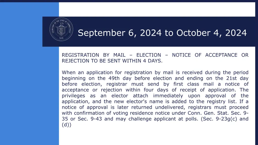september 6 2024 to october 4 2024