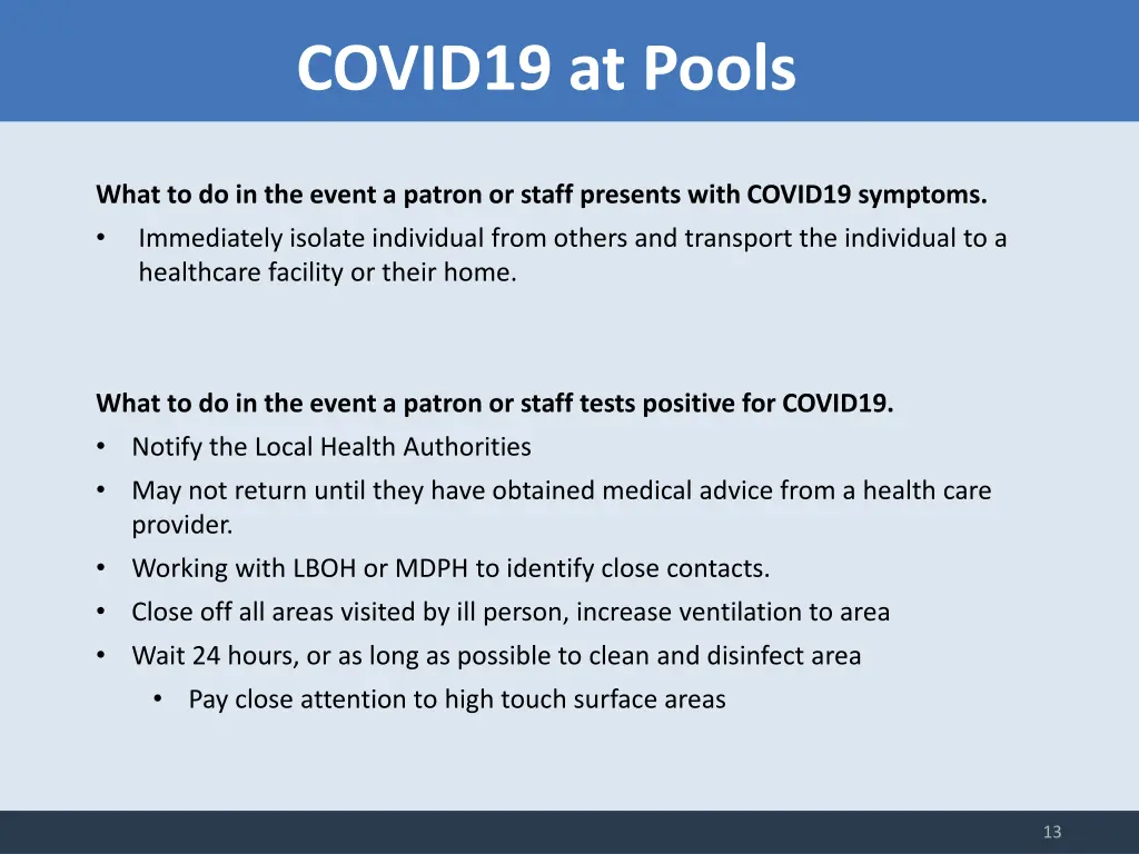 covid19 at pools