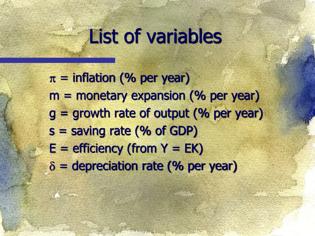 list of variables 1