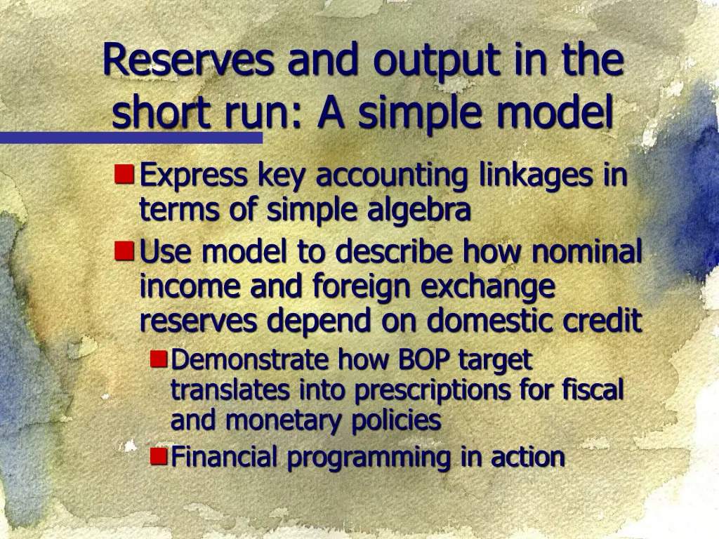 reserves and output in the short run a simple