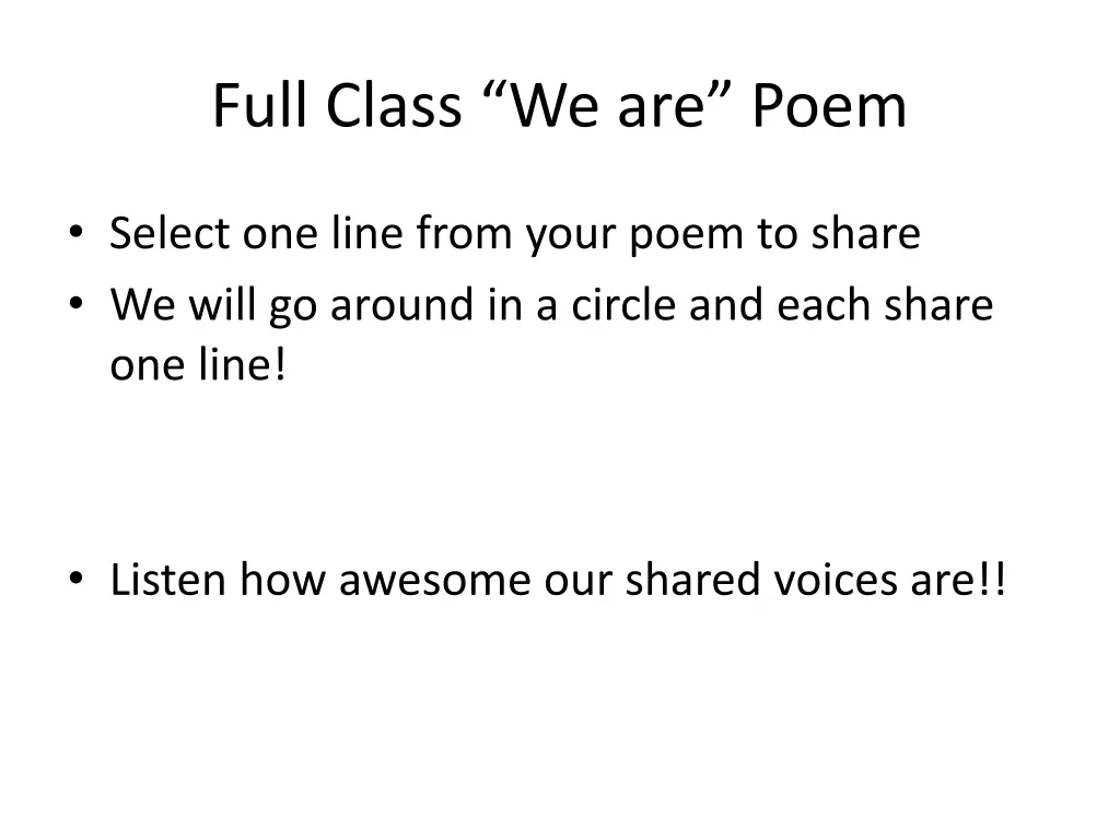 full class we are poem