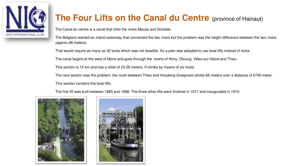 the four lifts on the canal du centre province