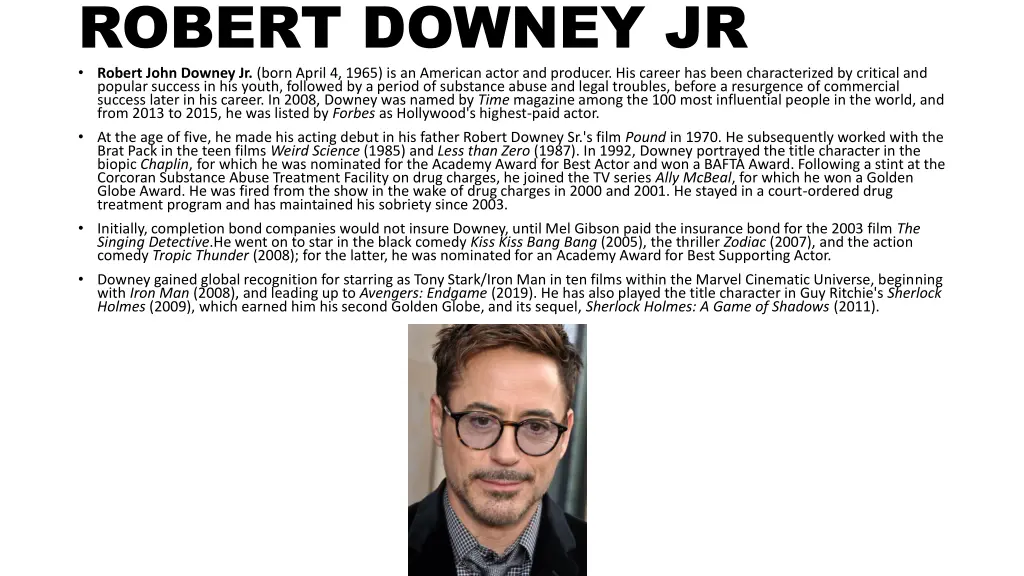 robert downey jr robert john downey jr born april