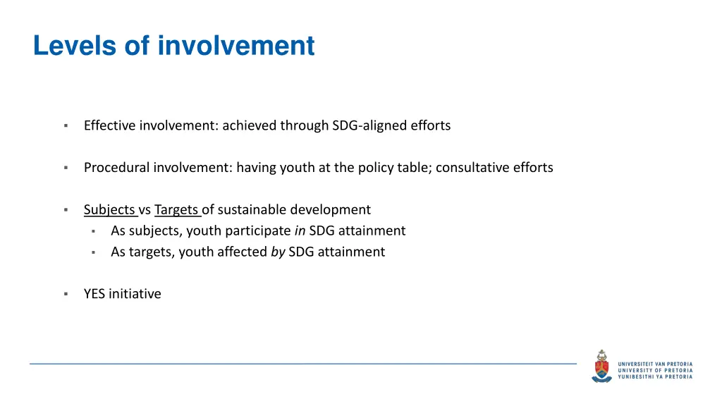 levels of involvement