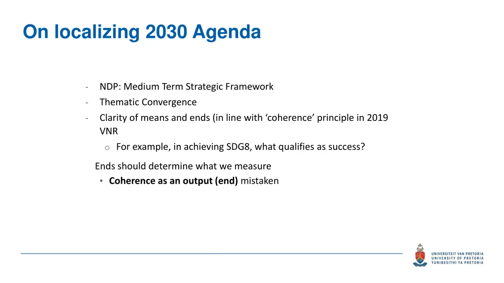 on localizing 2030 agenda