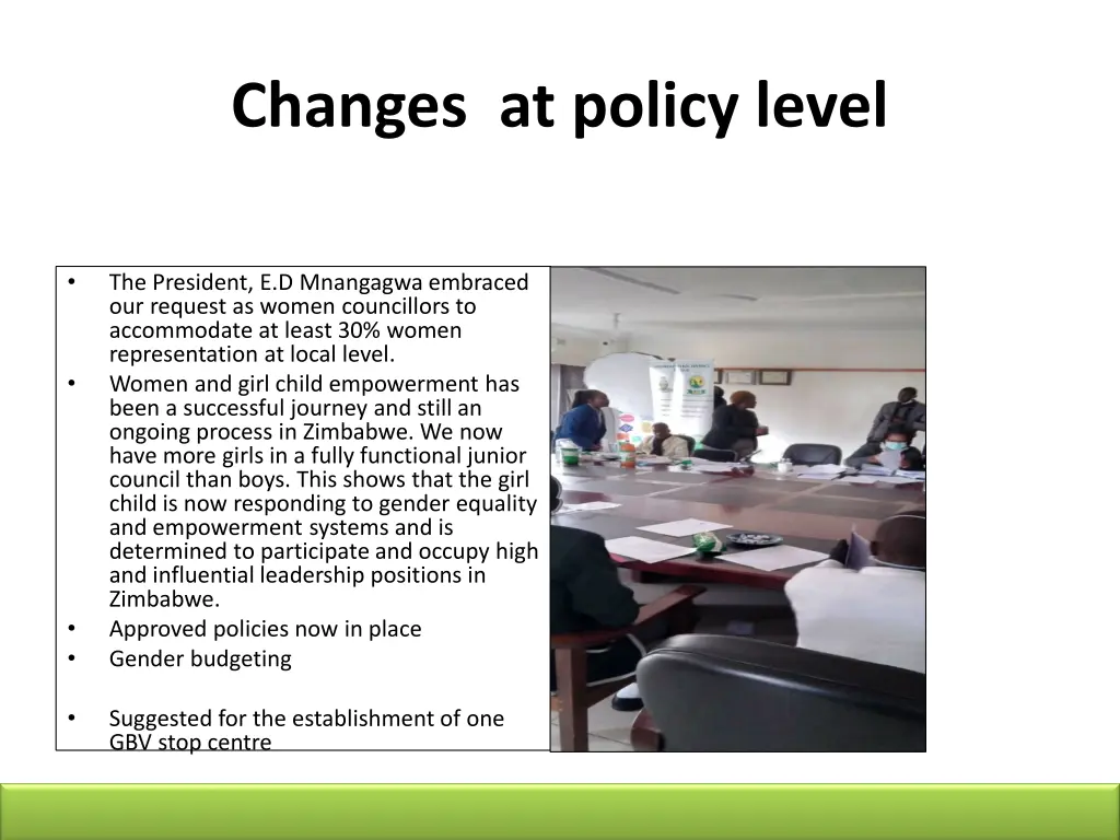 changes at policy level