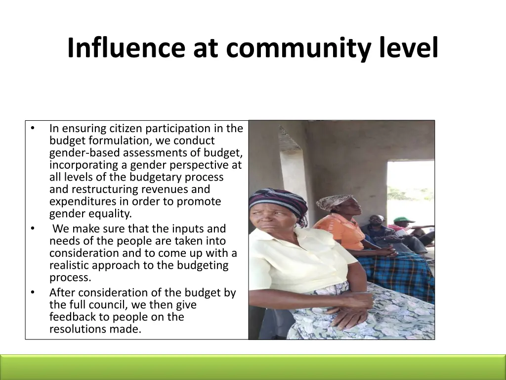 influence at community level