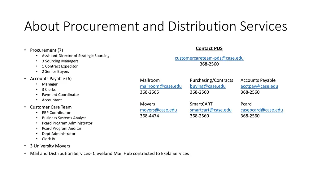 about procurement and distribution services