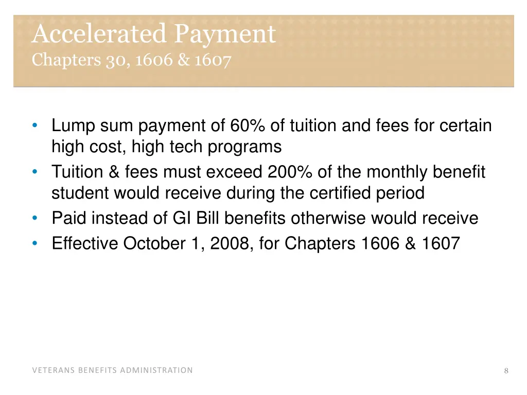 accelerated payment chapters 30 1606 1607