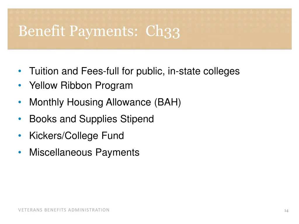 benefit payments ch33