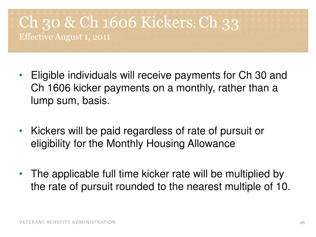 ch 30 ch 1606 kickers ch 33 effective august