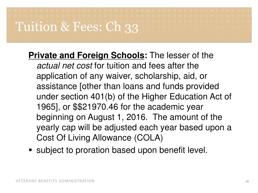 tuition fees ch 33 1