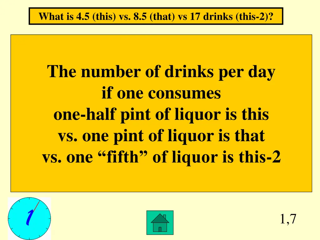 what is 4 5 this vs 8 5 that vs 17 drinks this 2