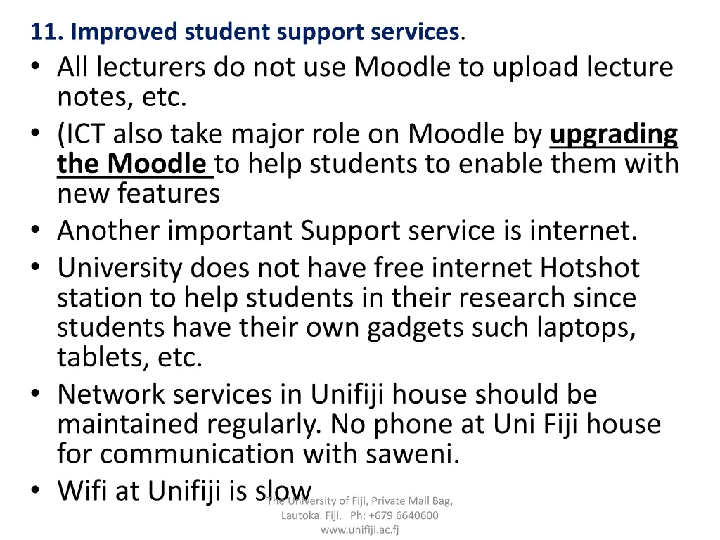11 improved student support services