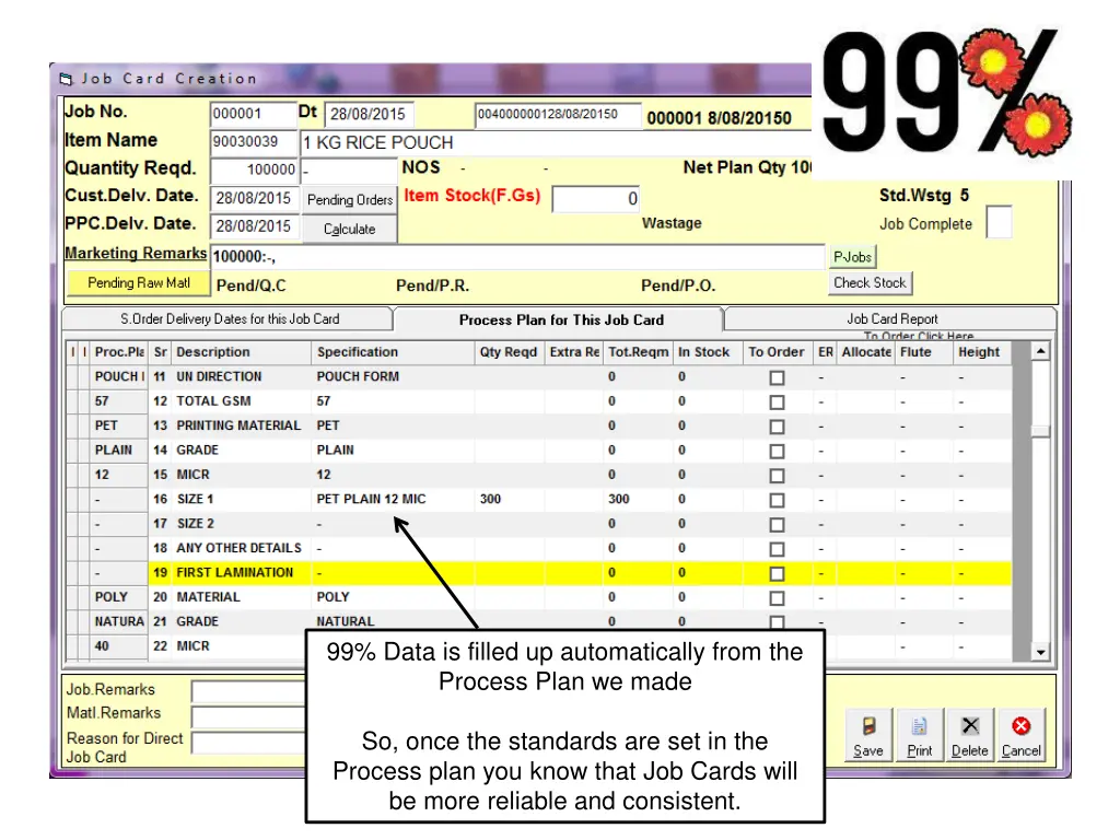 99 data is filled up automatically from