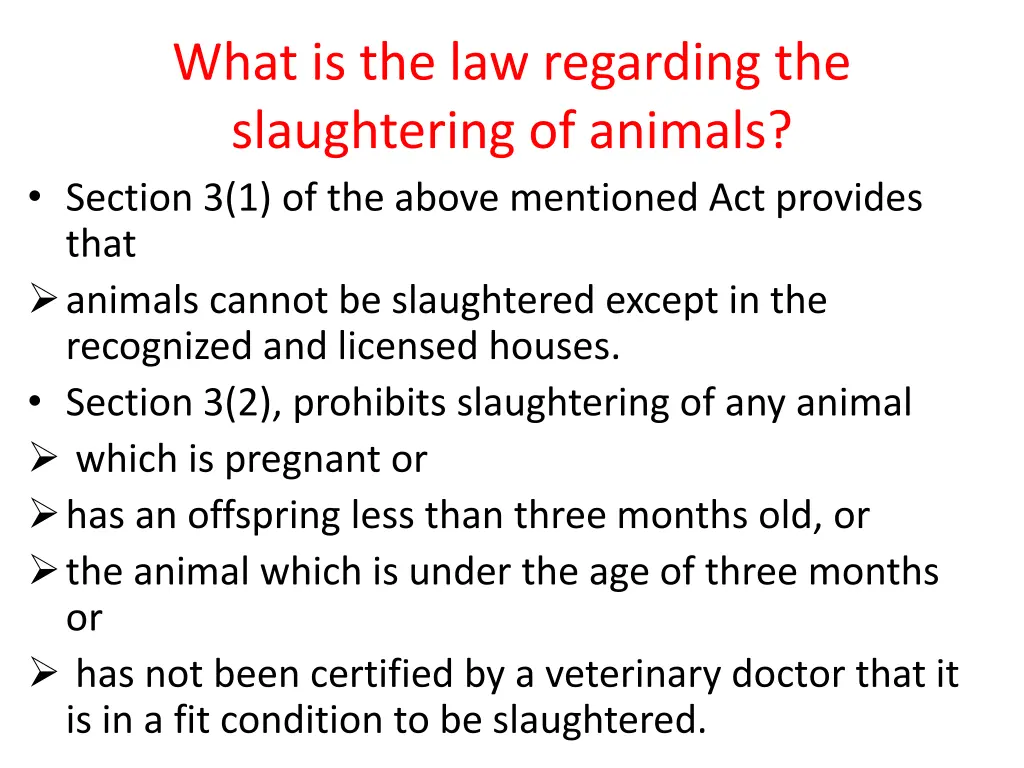 what is the law regarding the slaughtering