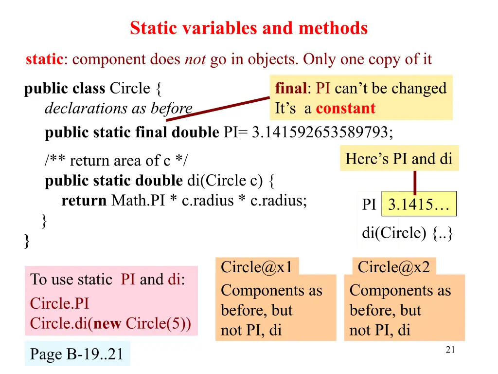 static variables and methods