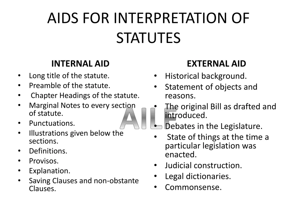 aids for interpretation of statutes
