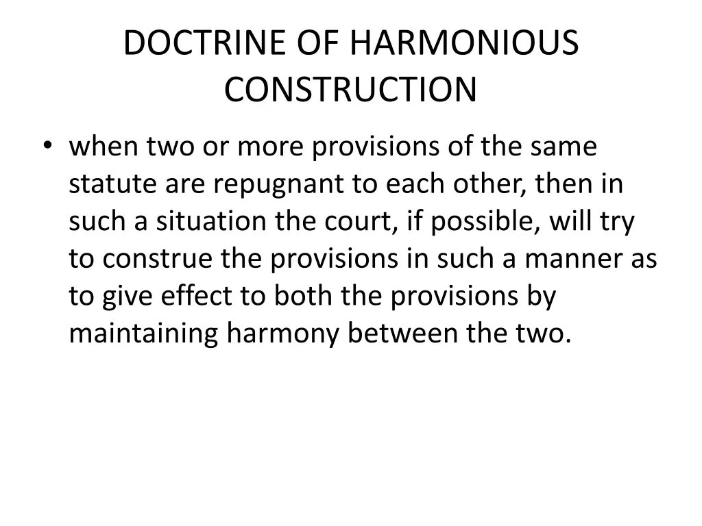 doctrine of harmonious construction