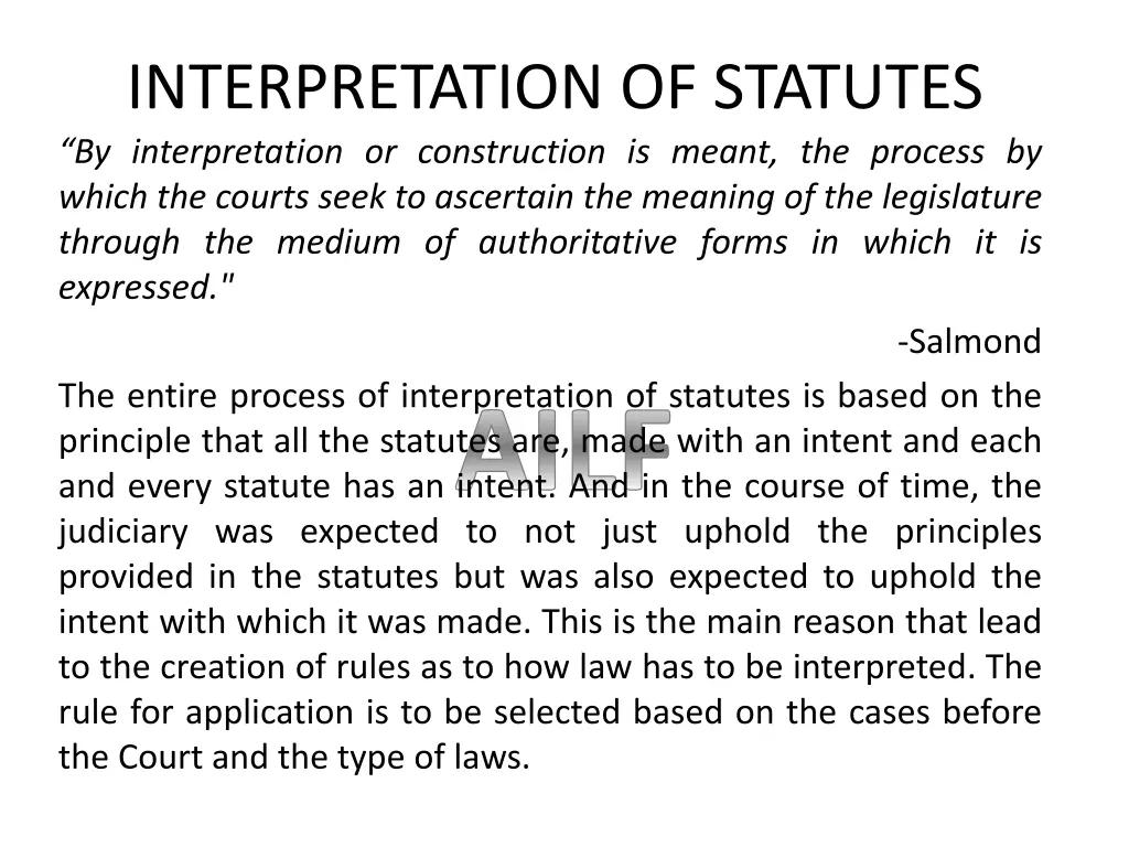 interpretation of statutes by interpretation