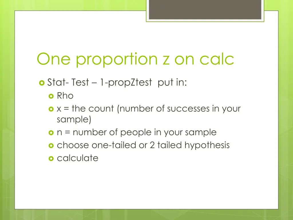 one proportion z on calc