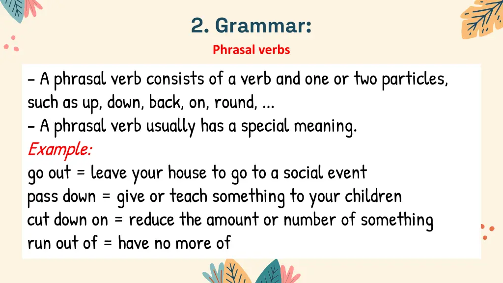 2 grammar phrasal verbs