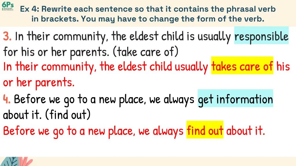 ex 4 rewrite each sentence so that it contains 2