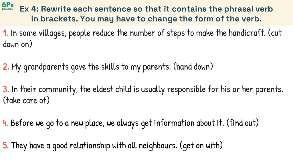 ex 4 rewrite each sentence so that it contains