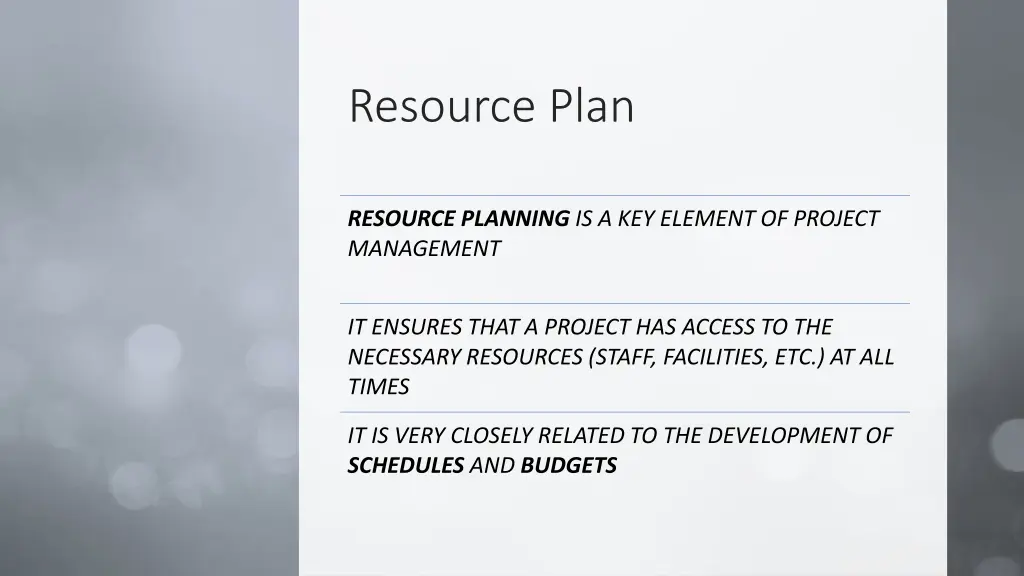 resource plan