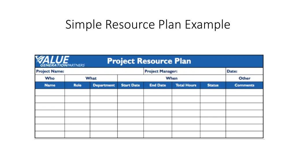 simple resource plan example