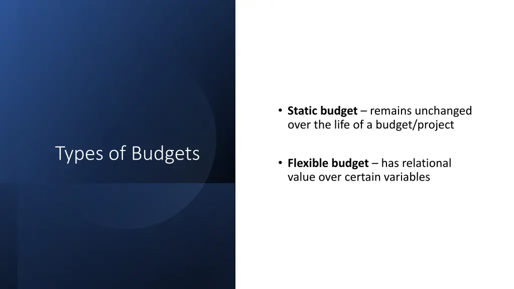 static budget remains unchanged over the life