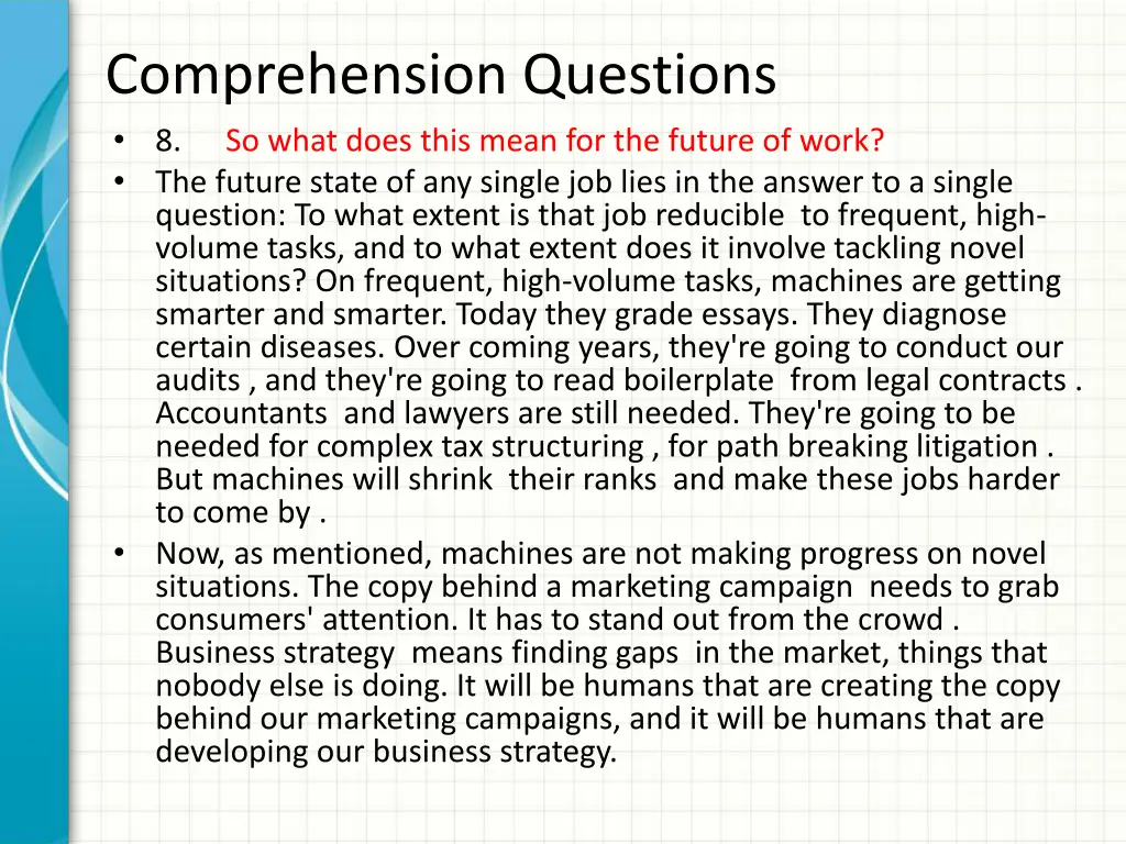 comprehension questions 8 so what does this mean