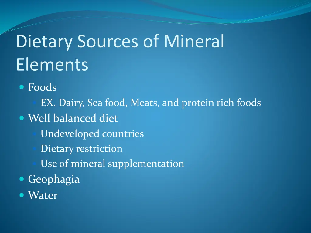 dietary sources of mineral elements