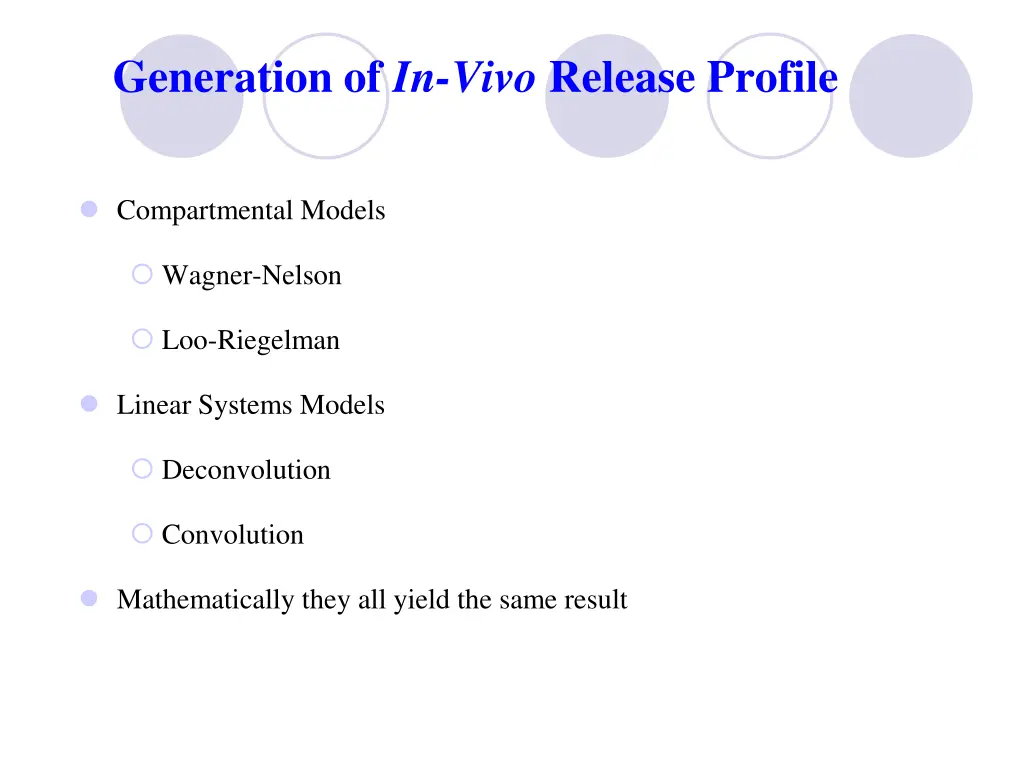 generation of in vivo release profile