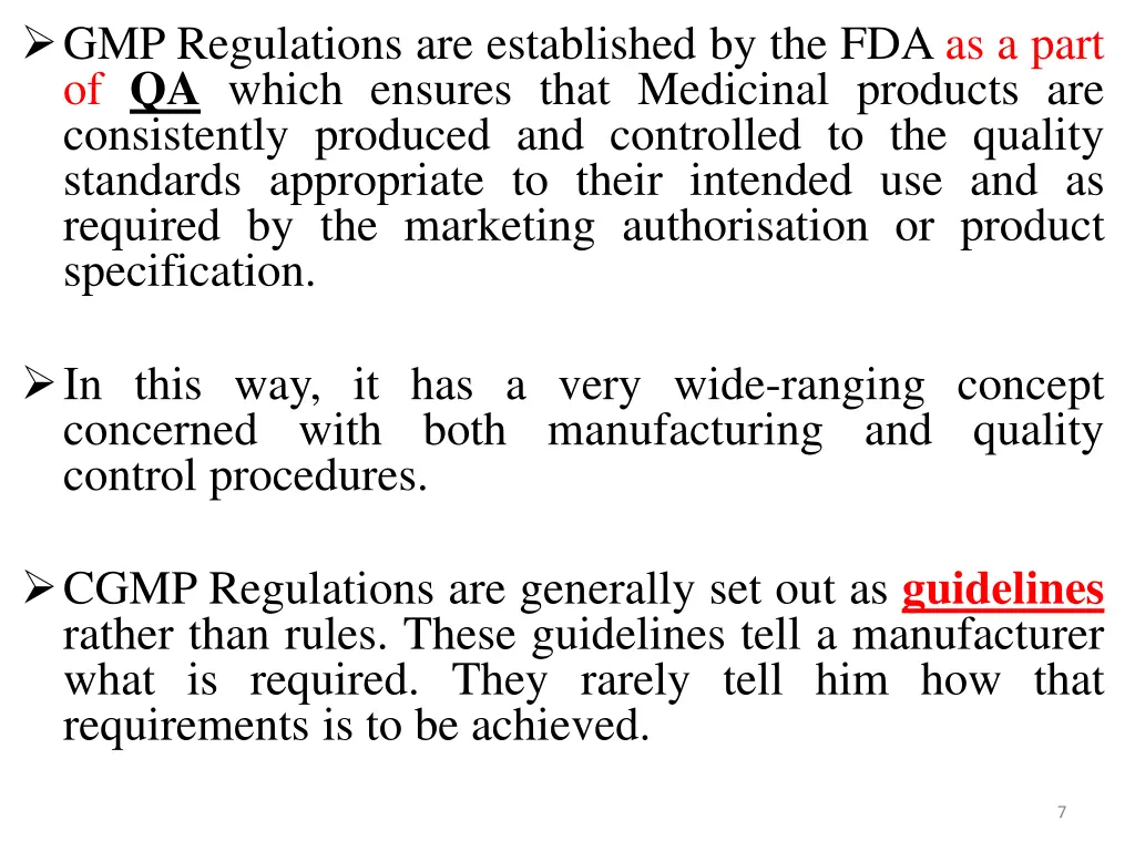 gmp regulations are established