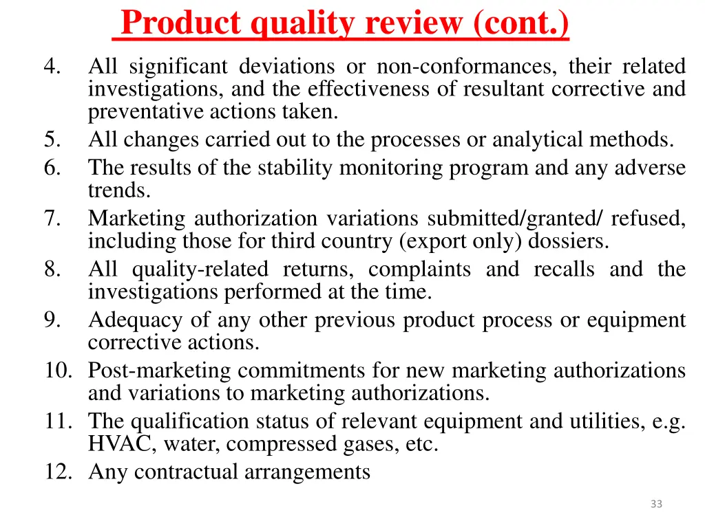 product quality review cont