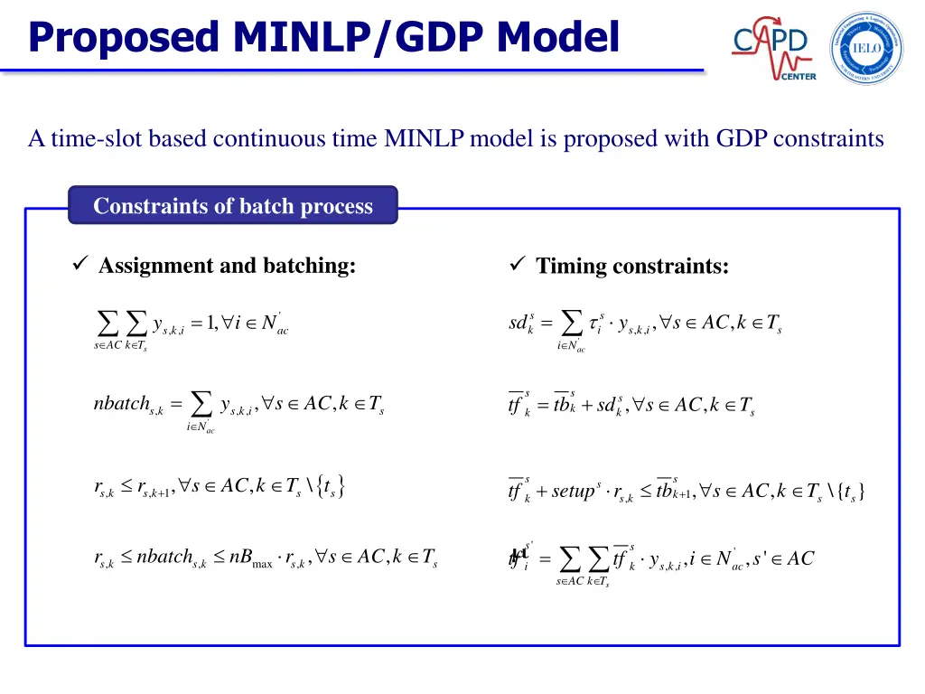 proposed minlp gdp model