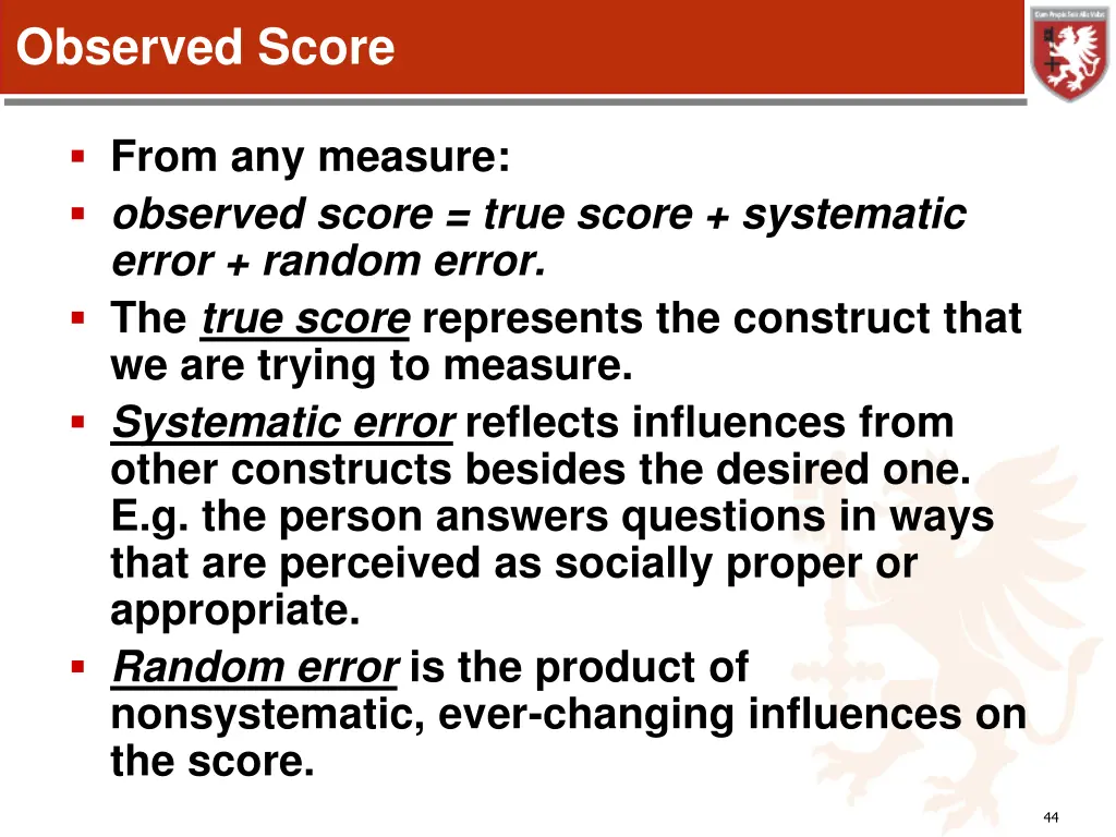 observed score