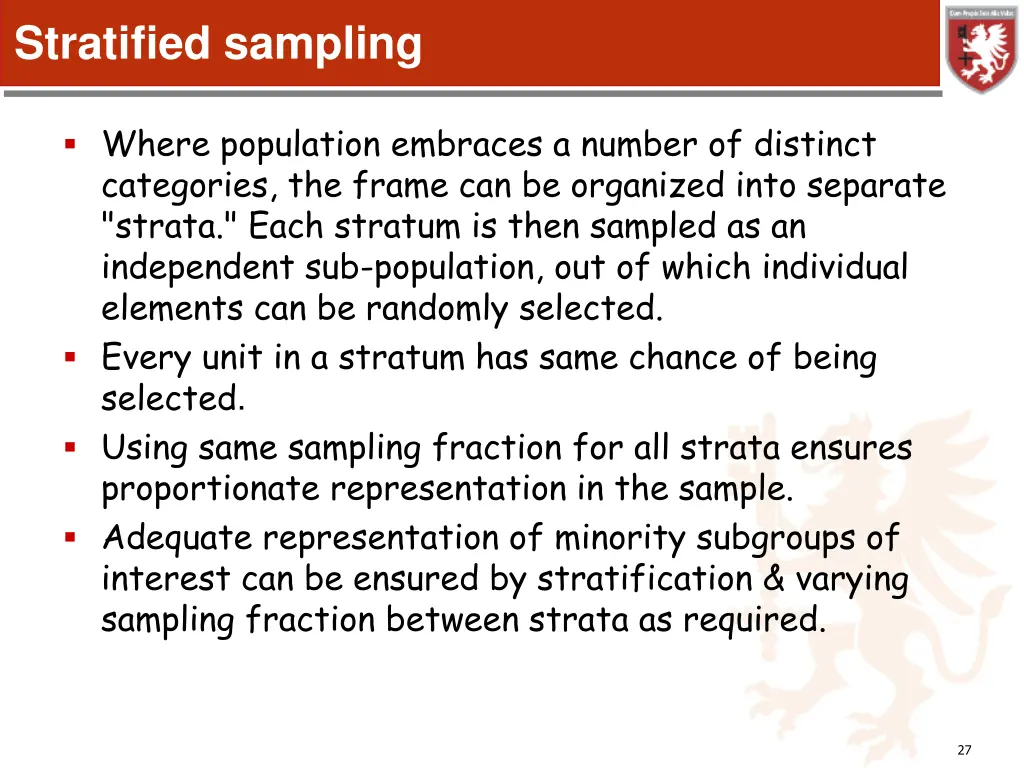 stratified sampling