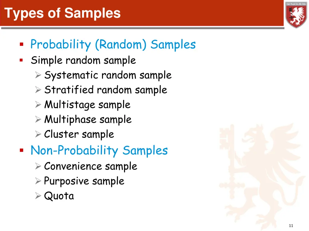 types of samples