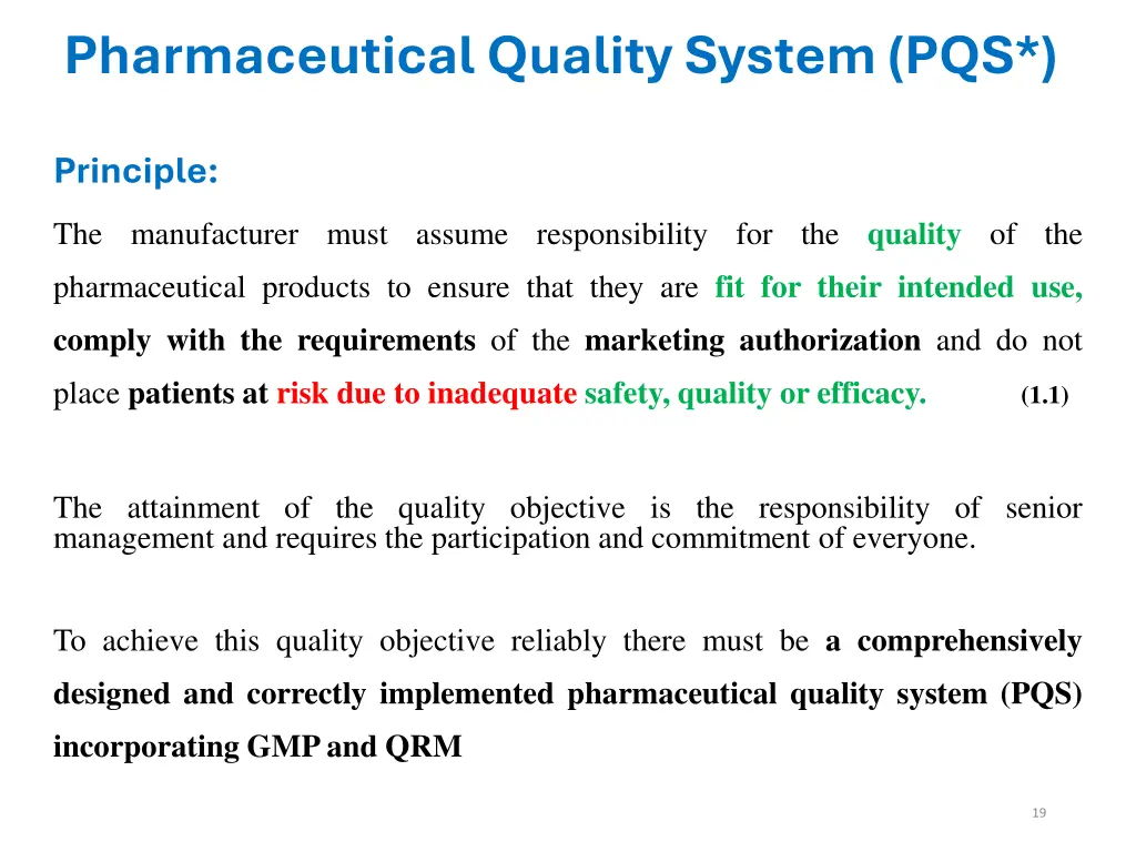 pharmaceutical quality system pqs